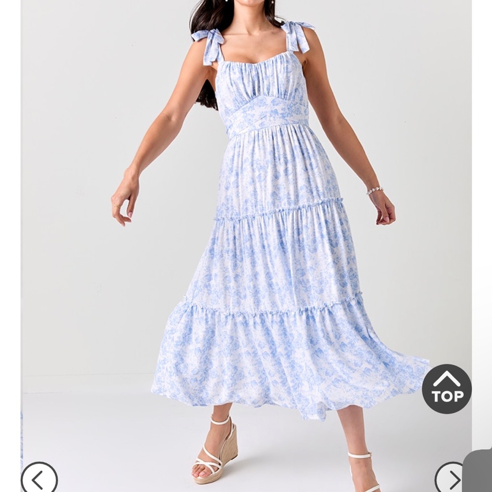 NWT Francesca’s blue and white floral maxi dress